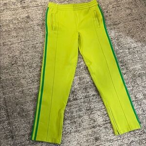 Bottega Veneta Neon Lime Track Pants with Green Side Stripes